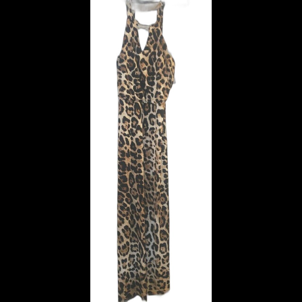 bisou bisou Michele Bohbot Size 6 Leopard Maxi Dress Resort Vacation New Year